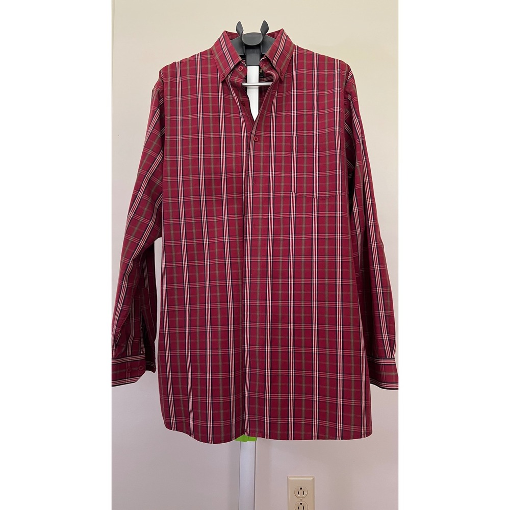 Work n Sport Mens Plaid Button Down Shirt 📍Lot of 2📍Red Brown XLT Long Sleeve - Picture 2 of 11